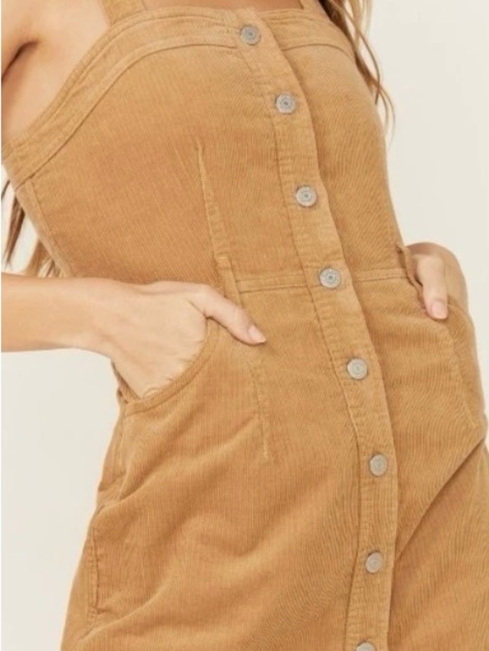 Levi's Tan Corduroy Button-Front Mini Dress